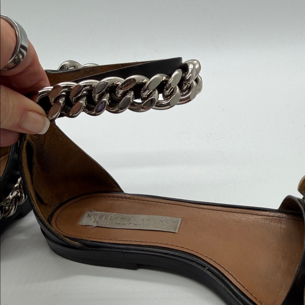 Stella McCartney Black Sandals with Gold and Silver Chain Detail - Picture 4 of 8